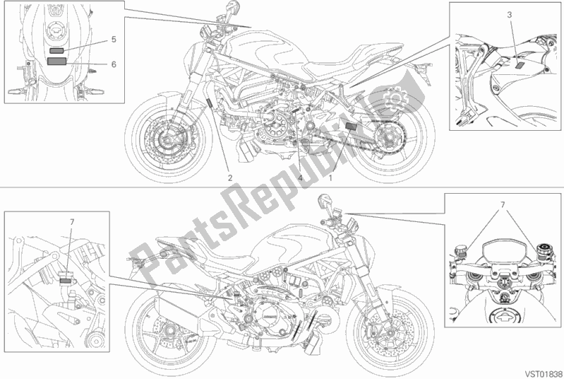 Wszystkie części do Posizionamento Targhette Ducati Monster 1200 R 2018